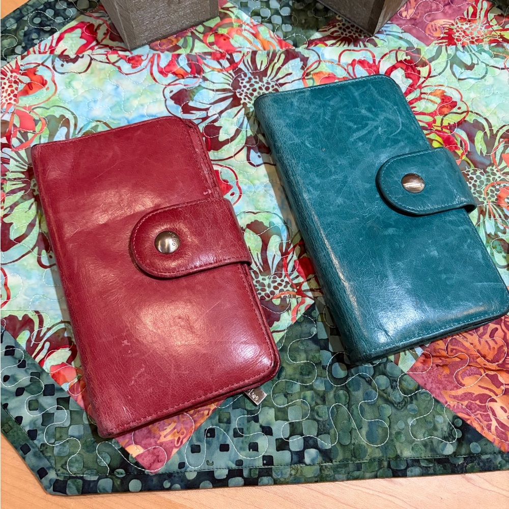 HOBO Leather Clutch in Red and Teal